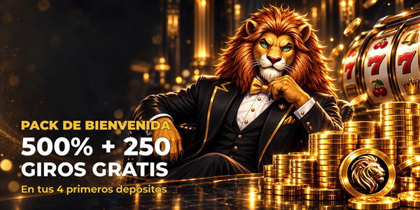 Pack de bienvenida: 500% + 250 giros gratis
